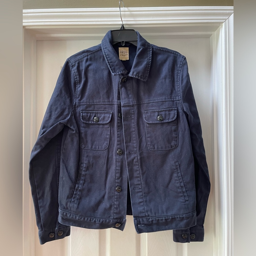 Navy Men’s corded texture cotton duck jacket